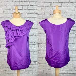 Kate Spade Purple Ruffle Bow Blouse Size M